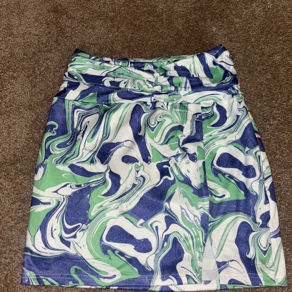 Princess Polly Blue and Green Abstract Skirt